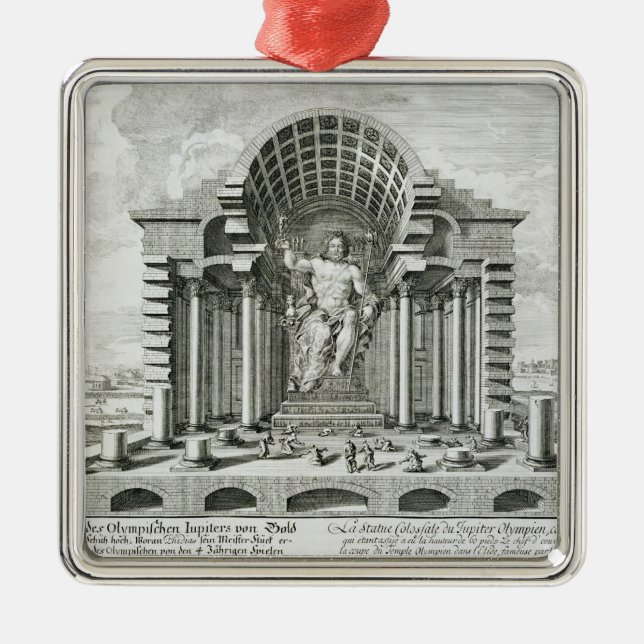 Staty av den olympiska zeusen som göras av Phidias Julgransprydnad Metall (Framsidan)