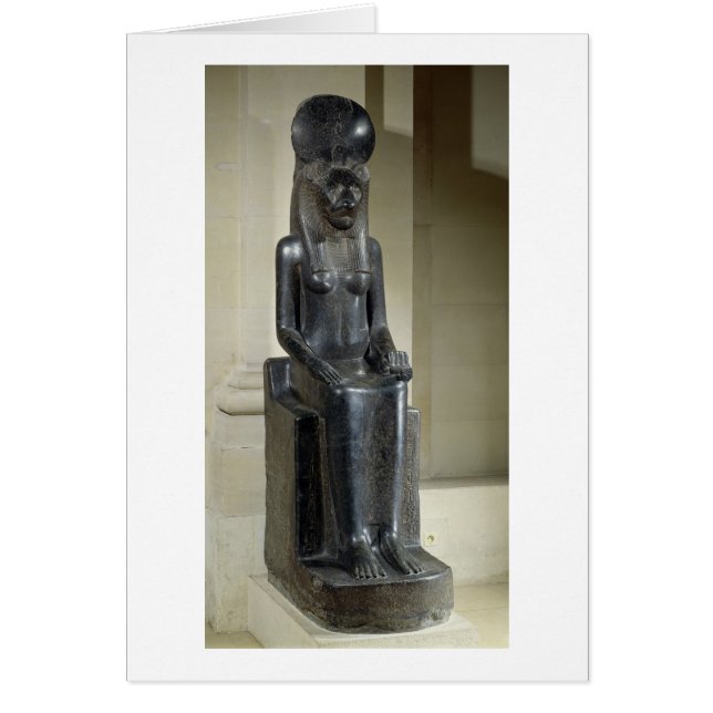 Staty av denhövdade gudinnan Sekhmet, från th Hälsningskort (Framsidan)