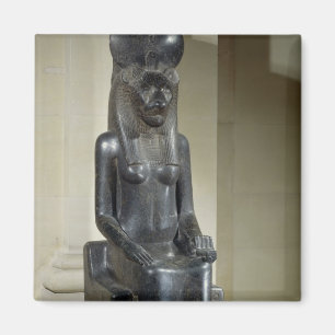 Staty av denhövdade gudinnan Sekhmet, från th Magnet