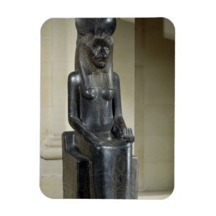 Staty av denhövdade gudinnan Sekhmet, från th Magnet