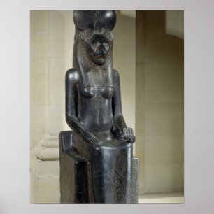 Staty av denhövdade gudinnan Sekhmet, från th Poster