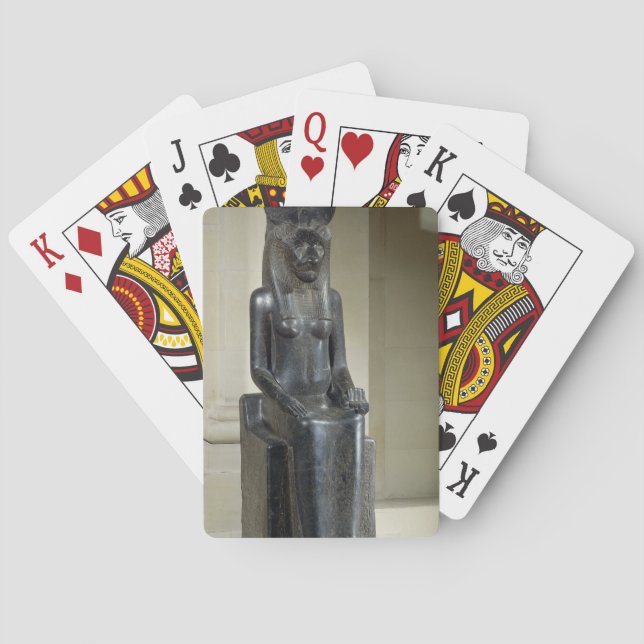 Staty av denhövdade gudinnan Sekhmet, från th Spelkort (Baksidan)