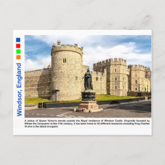 Staty av drottning Viktoria utanför Windsor Castle Vykort