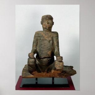 Staty av en placerad man, Mbembe, Nigeria Poster