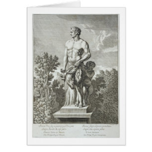 Staty av en Satyr på Versailles, 1675, från 'Vue Hälsningskort