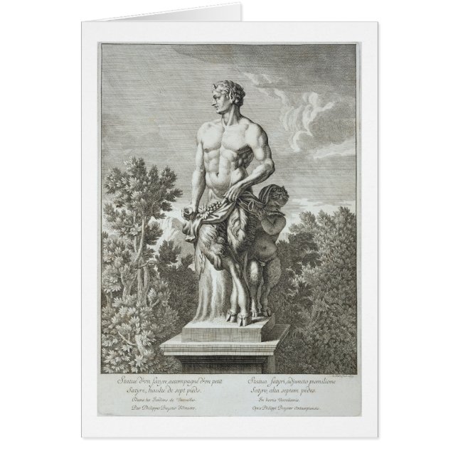 Staty av en Satyr på Versailles, 1675, från 'Vues Hälsningskort (Framsidan)