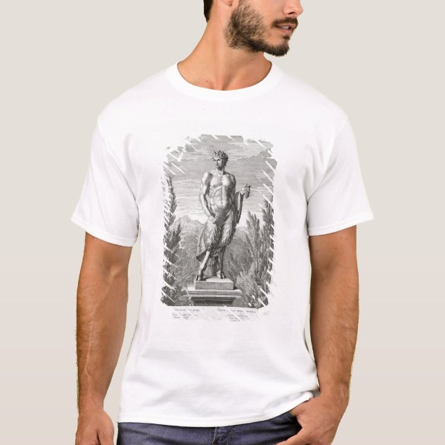 Staty av ett Satyrinnehav en grupp av druvor, Tee Shirt (Framsida)