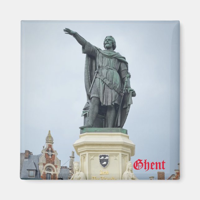 Staty av Jacob van Artevelde i Gent, Belgien Magnet (Framsidan)