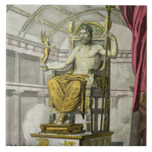 Staty av Jupiter i ett tempel, från 'Costumi dei Kakelplatta