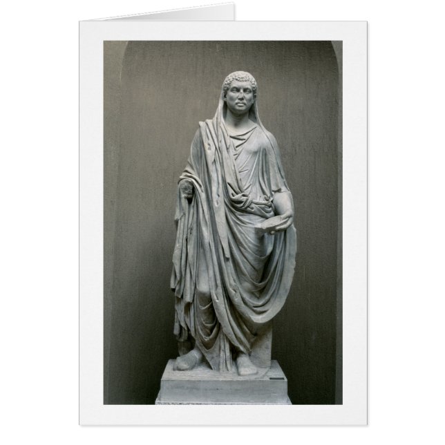 Staty av kejsaren Maxentius (ANNONS 306-312) som Hälsningskort (Framsidan)