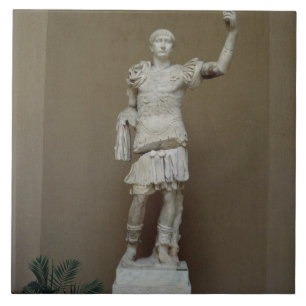 Staty av kejsaren Trajan (ANNONS 53-117) (marmor) Kakelplatta