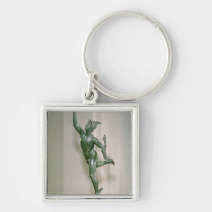 Staty av mercuryen fyrkantig silverfärgad nyckelring