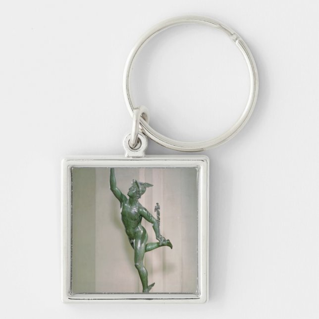Staty av mercuryen fyrkantig silverfärgad nyckelring (Framsidan)