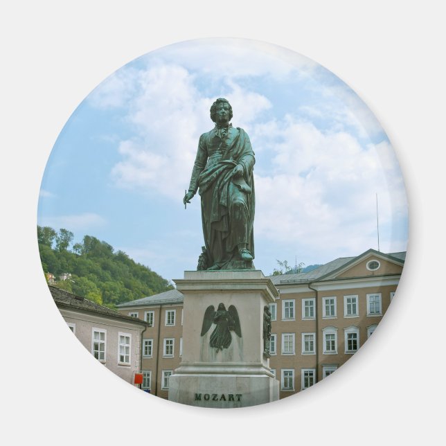 Staty av Mozart i Salzburg Magnet (Framsidan)