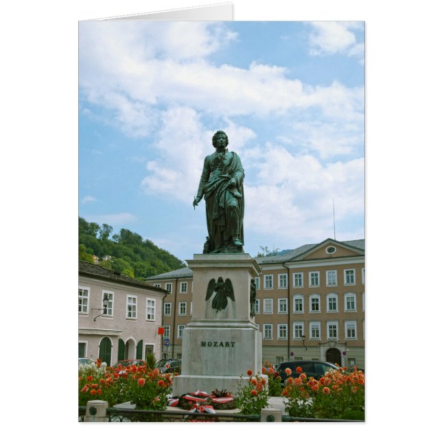 Staty av Mozart i Salzburg OBS Kort (Framsidan)