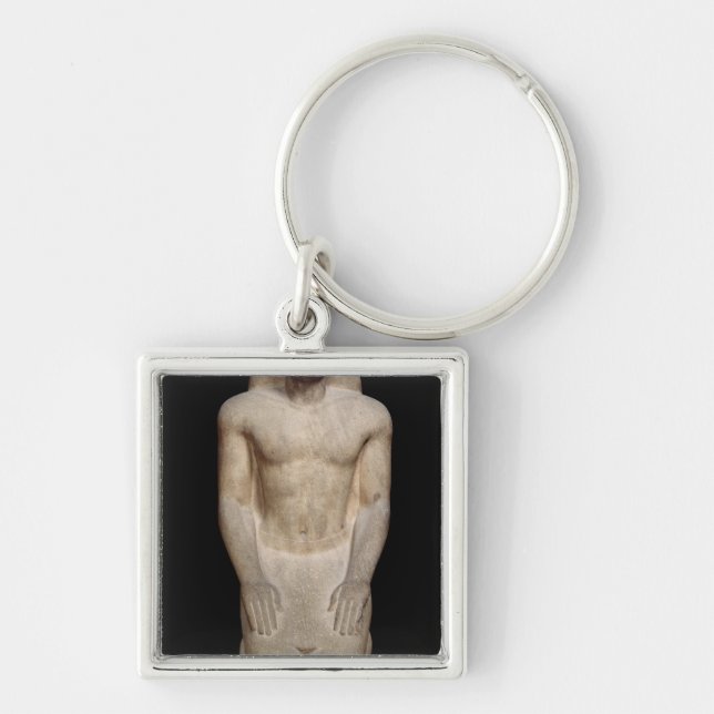 Staty av Nakhtorheb att knäfalla Fyrkantig Silverfärgad Nyckelring (Framsidan)