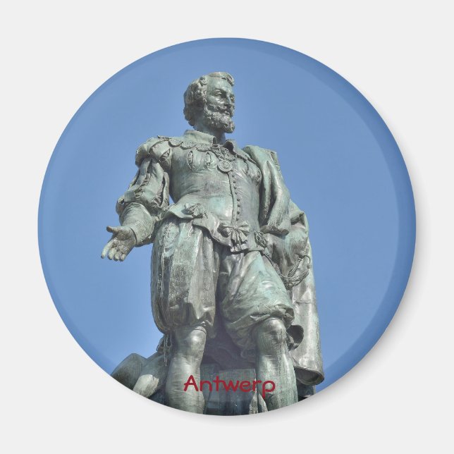 Staty av Peter Paul Rubens i Antwerpen, Belgien Magnet (Framsidan)
