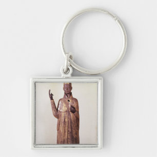 Staty av Pope Boniface VIII 1301 Fyrkantig Silverfärgad Nyckelring