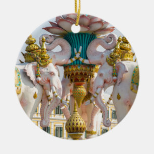 Staty av rosa elefanter Bangkok Thailand Julgransprydnad Keramik