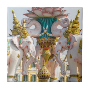 Staty av rosa elefanter Bangkok Thailand Kakelplatta