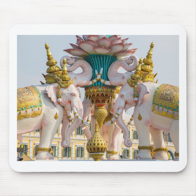 Staty av rosa elefanter Bangkok Thailand Musmatta (Framsidan)