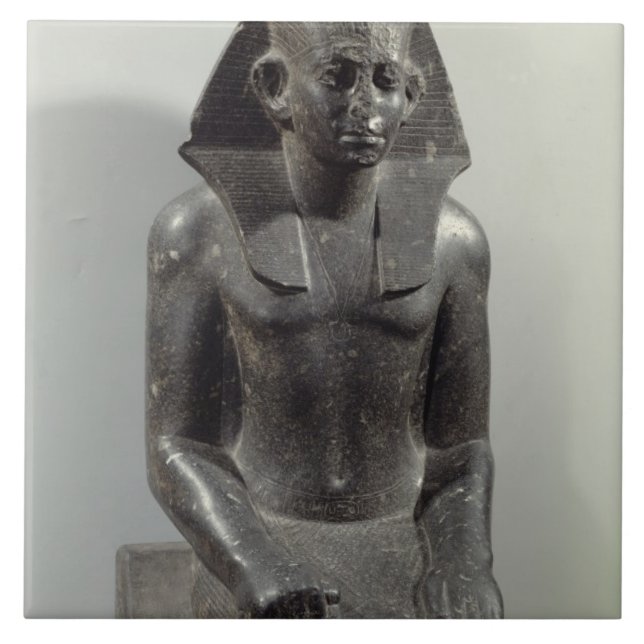 Staty av Sesostris III (1887-49 BC) som unga Kakelplatta (Framsidan)