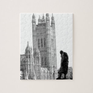 Staty av Winston Churchill i London Pussel