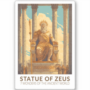 Staty av Zeus Sju Underverk i Världen Vintage Klistermärken