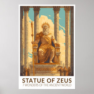 Staty av Zeus Sju Underverk i Världen Vintage Poster
