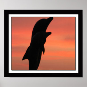 Staty för delfin för Galveston Seawallstrand på Poster