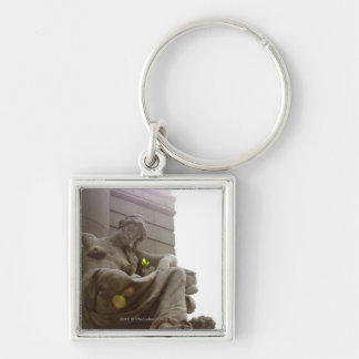 Staty för indianmedborgaremuseum fyrkantig silverfärgad nyckelring