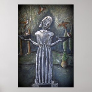 Staty för kyrkogård för fågelflicka~Savannah Poster