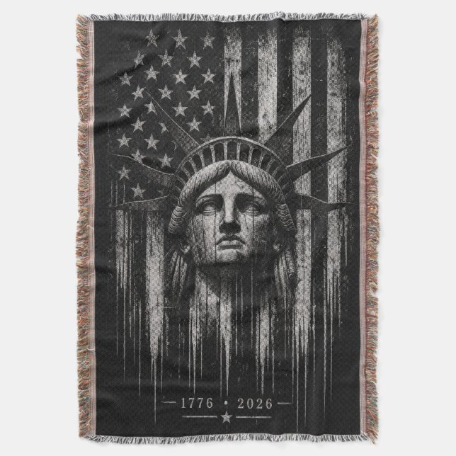 Staty över amerikansk flagga i nöd Liberty  Filt (Framsidan Vertikal)
