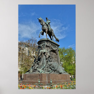 Staty över general Faidherbe, Lille, Frankrike Poster