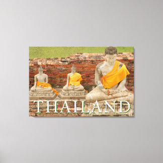 Statyer av sittande Buddhor | Ayutthaya, Thailand Canvastryck