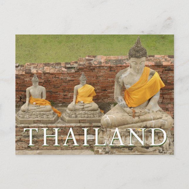 Statyer av sittande Buddhor | Ayutthaya, Thailand Vykort (Framsida)
