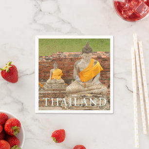 Statyer av sittande buddor Ayutthaya, Thailand Pappersservett
