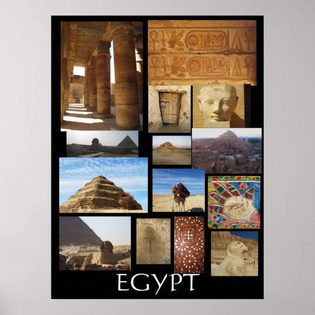 Statyer för arkeologi Pyramids Egypten Poster (Framsidan)