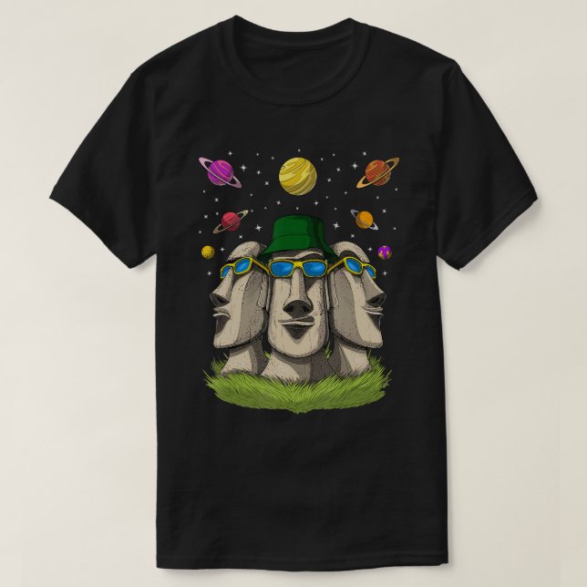 Statyerna Hippie Påsk Psychedelic Moai Head T Shirt (Design framsida)