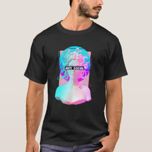Statyn Anti-Social Retro Vaporwave Medusa Grek Min T Shirt