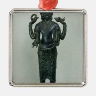 Statyn av Vishnu i hans trippel bildar av Vishnu Julgransprydnad Metall