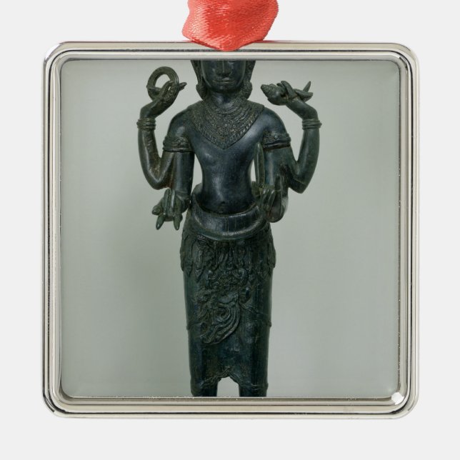 Statyn av Vishnu i hans trippel bildar av Vishnu Julgransprydnad Metall (Framsidan)