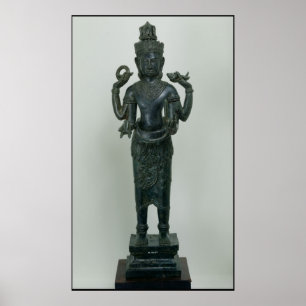 Statyn av Vishnu i hans trippel bildar av Vishnu Poster