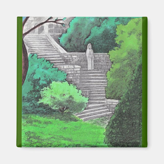 Statyn dam i en italiensk park magnet (Framsidan)