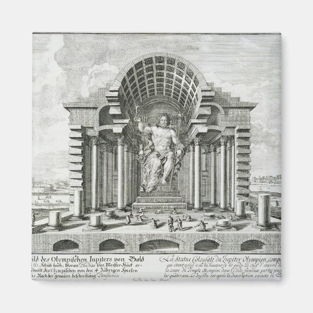 Statyn Olympian Zeus, gjord av Phidias i guld a Magnet (Framsidan)