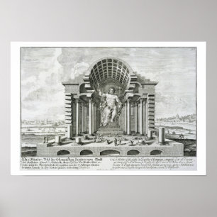 Statyn Olympian Zeus, gjord av Phidias i guld a Poster