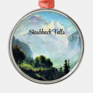 Staubbach Falls nära Lauterbrunnen, Schweiz Julgransprydnad Metall