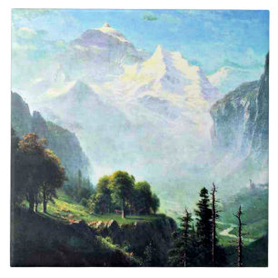 Staubbach Falls nära Lauterbrunnen Schweiz Kakelplatta
