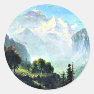 Staubbach Falls nära Lauterbrunnen Schweiz Runt Klistermärke