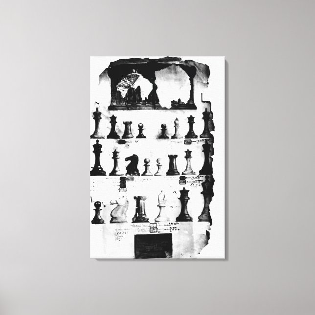 Staunton Chessmen Patent Teckning Canvastryck (Framsida)